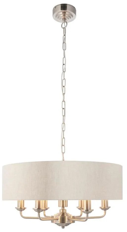 Endon 94357 - HIGHCLERE láncos csillár 6xE14/40W/230V bézs/matt króm