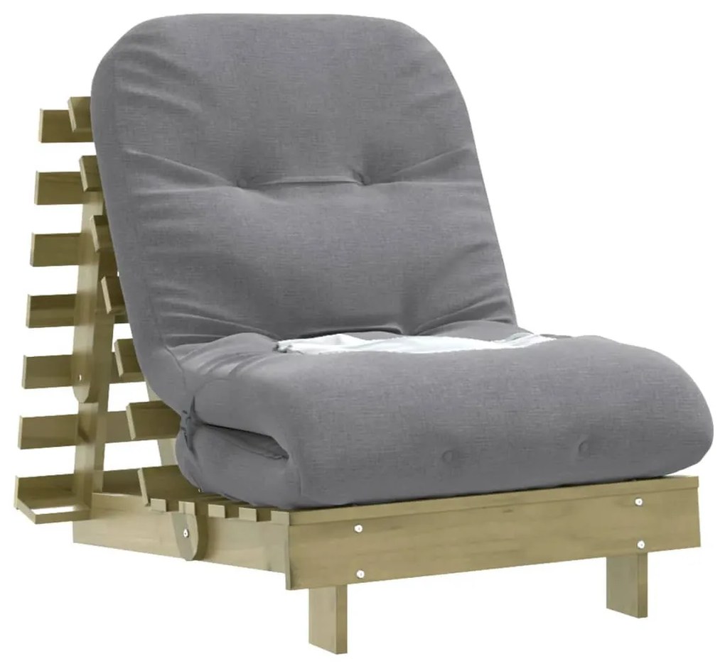 tömör impregnált fenyőfa futon kanapéágy matraccal 70x206x11 cm