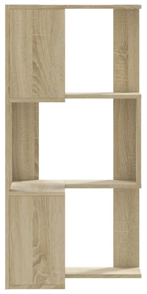 3 szintes sonoma tölgy szerelt fa sarok könyvespolc 50x50x102cm