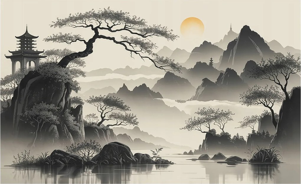 Divatos Flizelin Fali Tapéta Furnér Keleti táj 416x254 Ragasztó