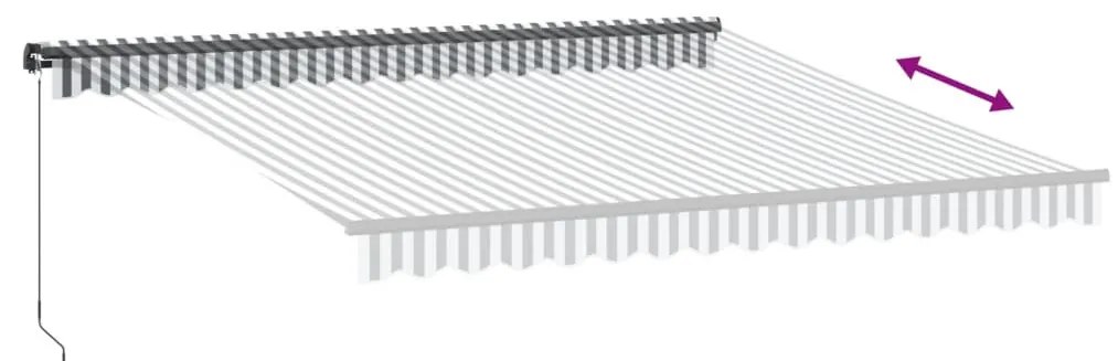 antracitszürke-fehér LED-es kézi napellenző 450 x 300 cm