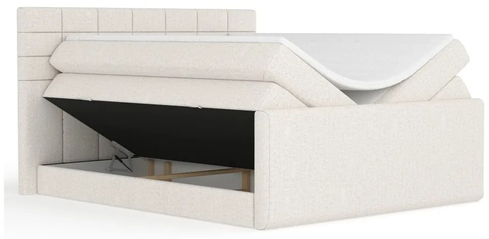 Bézs ágyneműtartós boxspring ágy 140x200 cm Ava – Maison de Rêve
