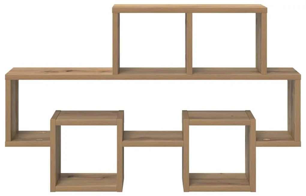 Falpolc polcokkal kézműves tölgy 82 x 15 x 51 cm Faanyag