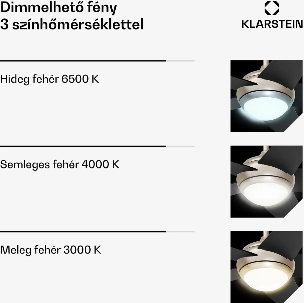 Klarstein Bolero mennyezeti ventilátor világítással | 132 cm | 35 W | Csendes működés | Fa
