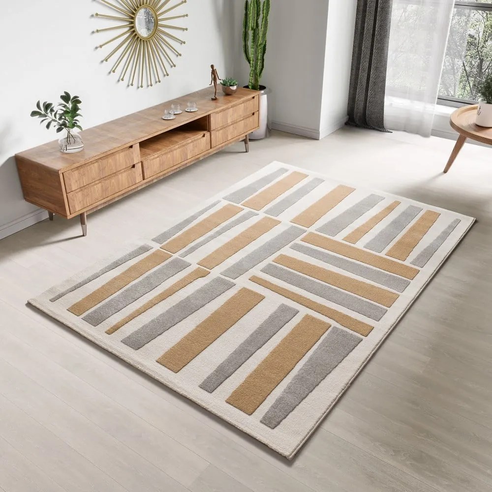 Világosszürke-krémszínű szőnyeg 133x190 cm Flora – Universal