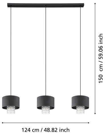 Eglo 39978 - Csillár zsinóron SAPUARA 3xE27/40W/230V fekete
