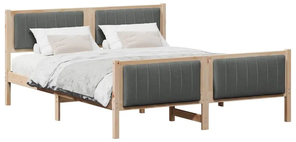 Ágykeret barna és sötétszürke 160 x 200 cm Tömör fenyőfa