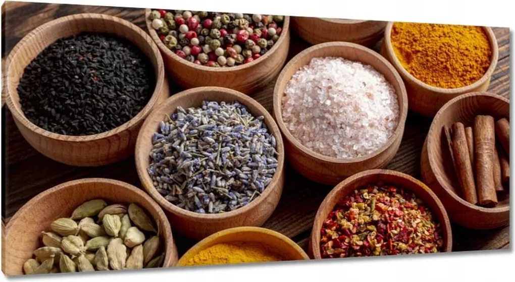 Vászonkép 115x55 Só Ánizs Fahéj kurkuma