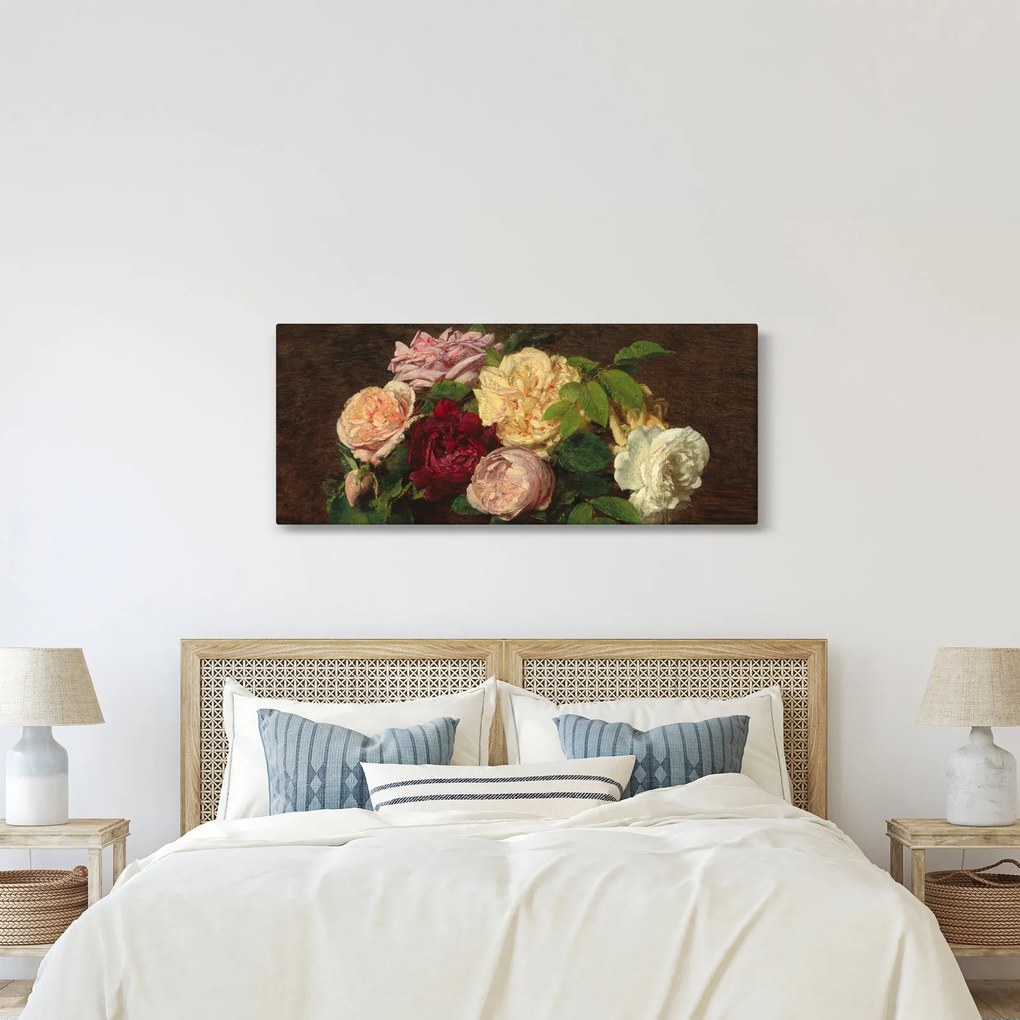 Kép - Henri Fantin-Latour, Roses de Nice on a Table, reprodukciók (120x50 cm)