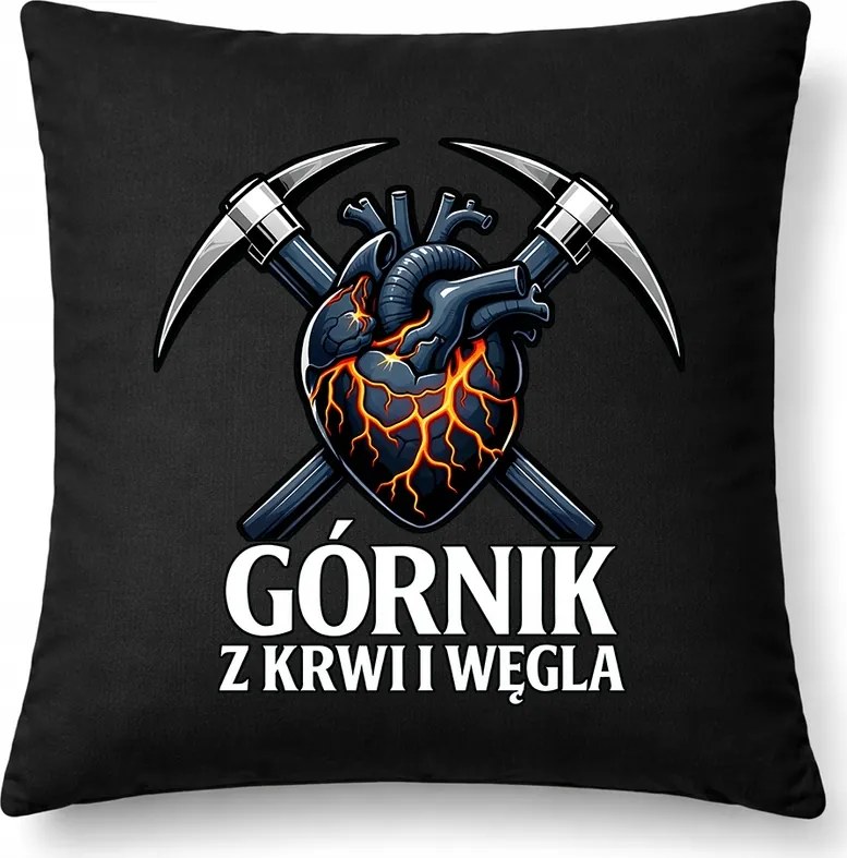 Bányász Ajándék Párna Fekete Dekoratív 40cm