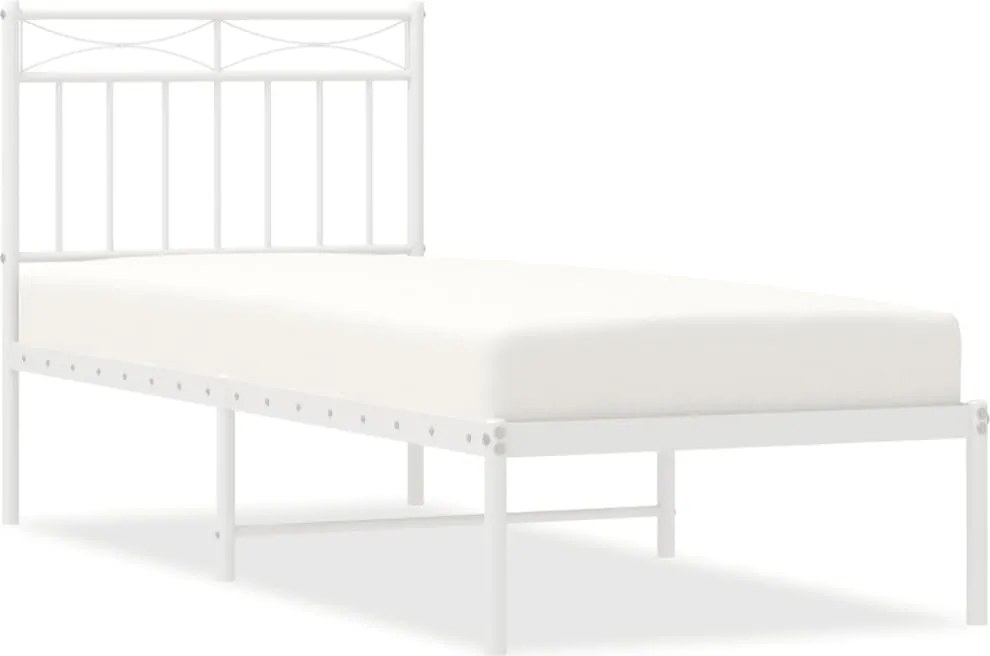 vidaXL fehér fém ágykeret matrac nélkül fejtámlával 180 x 200 cm