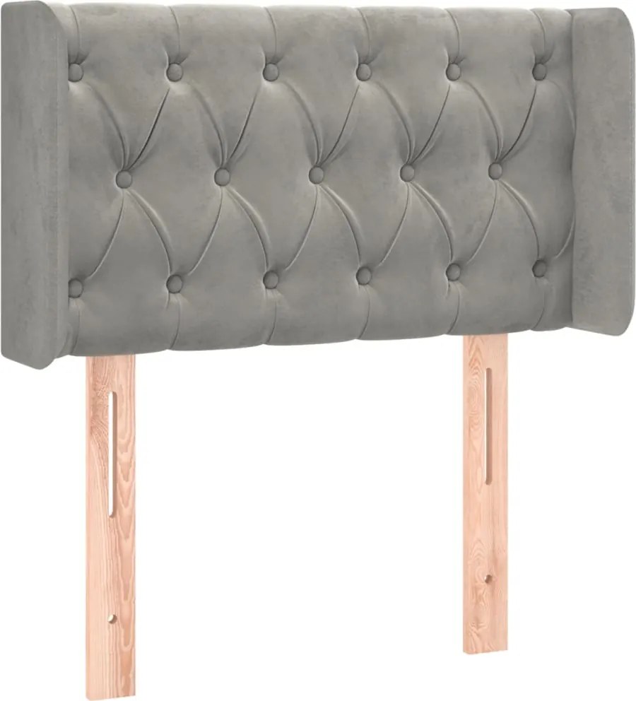 vidaXL világosszürke bársony fejtámla szárnyakkal 83x16x78/88 cm