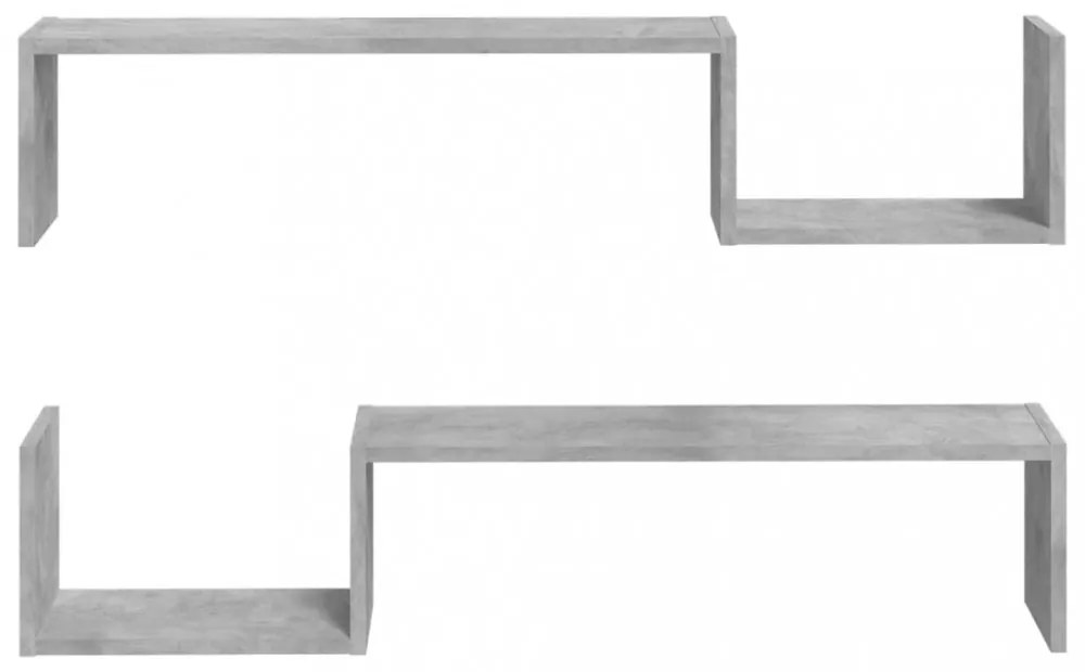 2 db betonszürke szerelt fa fali polc 100 x 15 x 20 cm