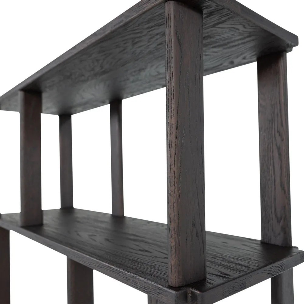 Sötétbarna tölgyfa könyvespolc 90x186x30 cm Riss – WOOOD