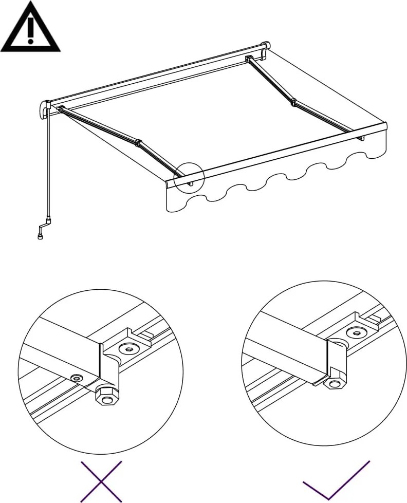 Sárga és fehér kézzel kihúzható napellenző 300 x 250 cm