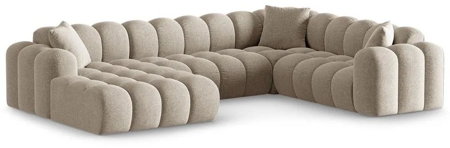 Világosbarna zsenília sarokkanapé (jobb oldali-U alakú) Treno – Cosmopolitan Design