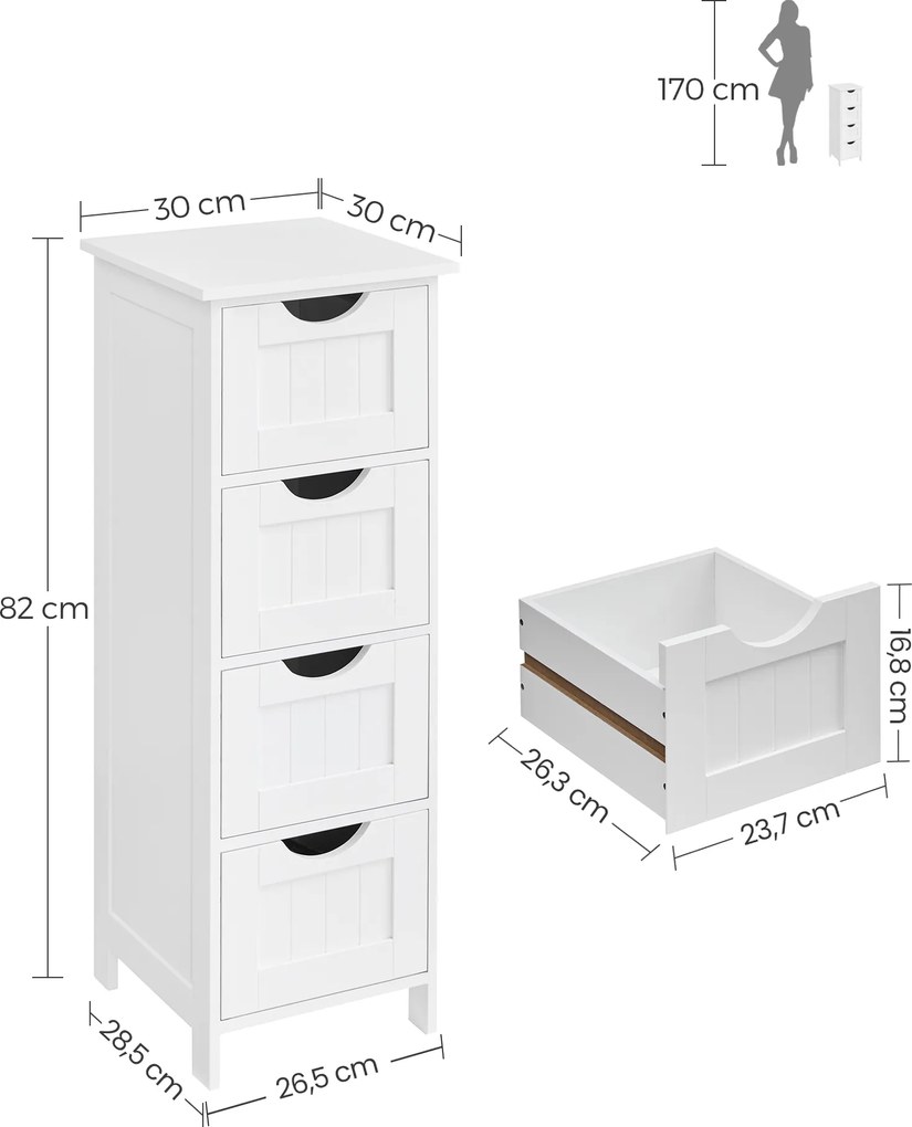 Fürdőszobai szekrény LEHAC 30x82 cm, fehér