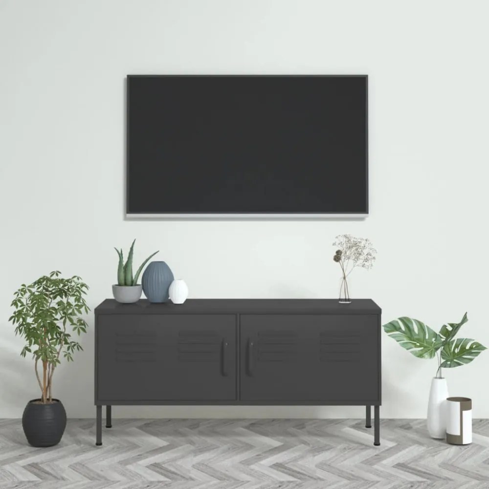antracitszürke acél TV-szekrény 105 x 35 x 50 cm