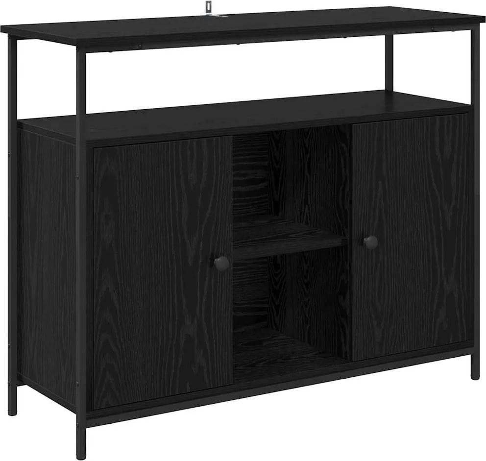 vidaXL Széf Fekete tölgy 100 x 35 x 80 cm Faanyag