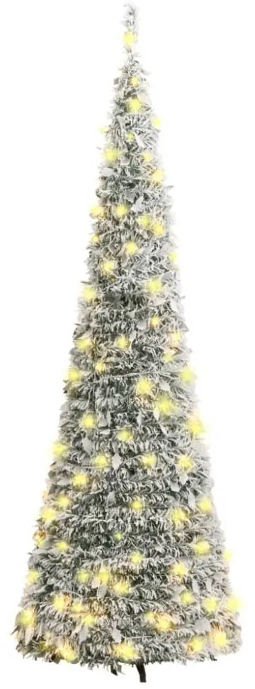 könnyen felállítható műkarácsonyfa hóval 150 LED-del 180 cm