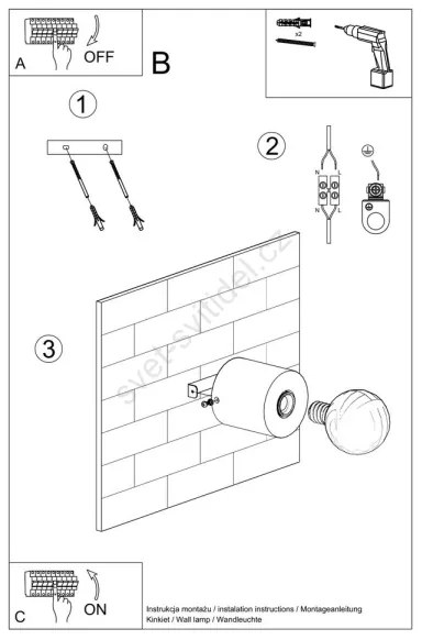 Fali lámpa SALGADO 1xE27/60W/230V beton