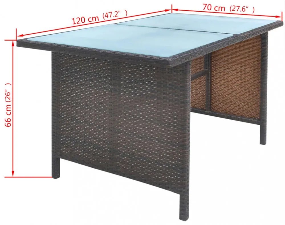 6-részes barna kültéri polyrattan étkezőszett párnákkal