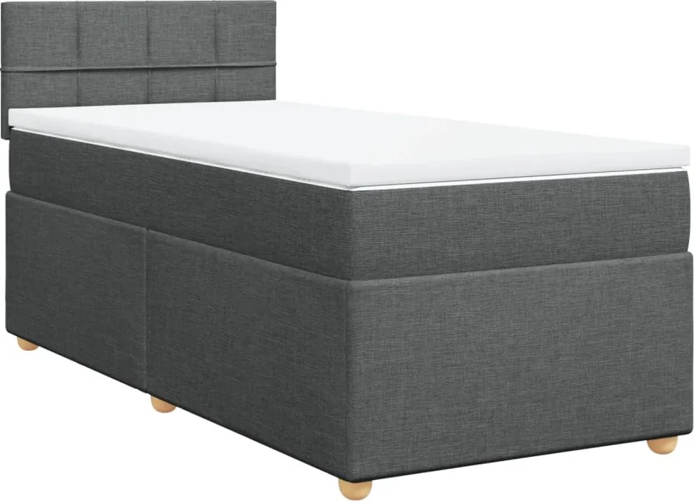 vidaXL sötétszürke szövet rugós ágy matraccal 90 x 200 cm