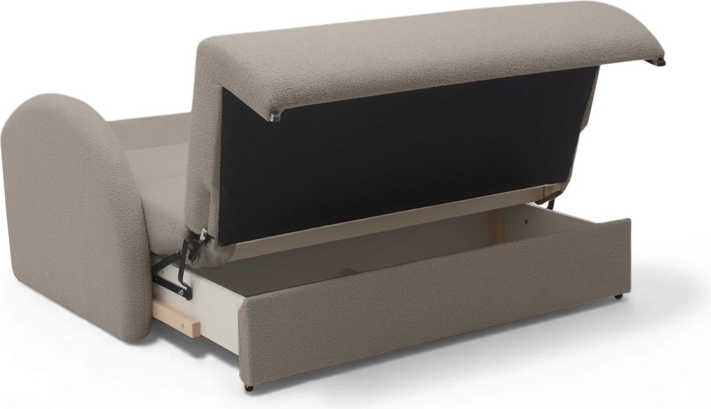 Nubi ágyazható kanapé 3 személyes 140 cm, tárolóval - bézs boucle Quelle 16