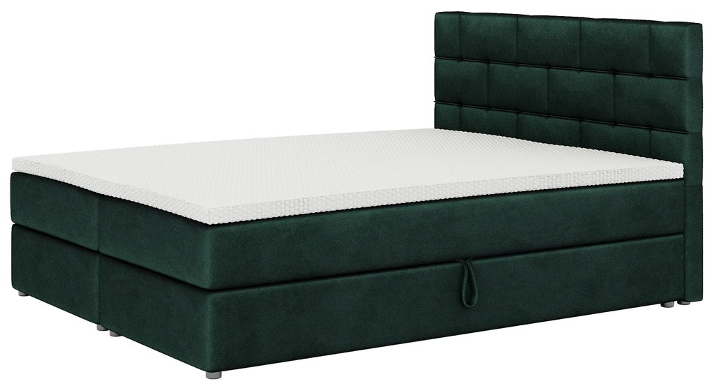 Franciaágy Boxspring 140x200 cm Waller (ágyráccsal és matraccal) (zöld). 1007713