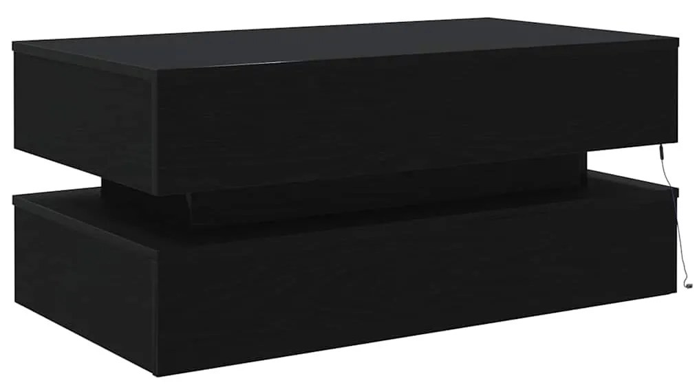 fekete tölgy dohányzóasztal LED-lámpákkal 90x50x40 cm