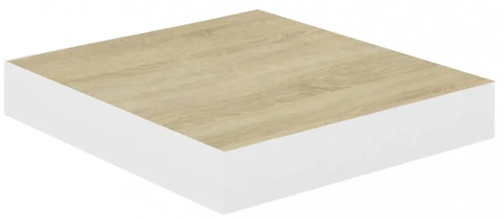 4 db tölgyszínű és fehér MDF lebegő fali polc 23x23,5x3,8 cm