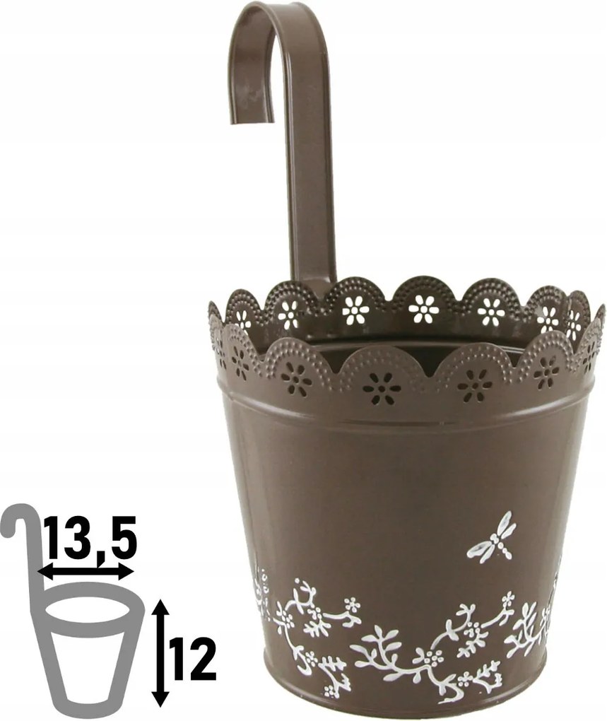 Bari függesztett balkon kaspó, 12 x ⌀13,5 cm, szürkésbarna