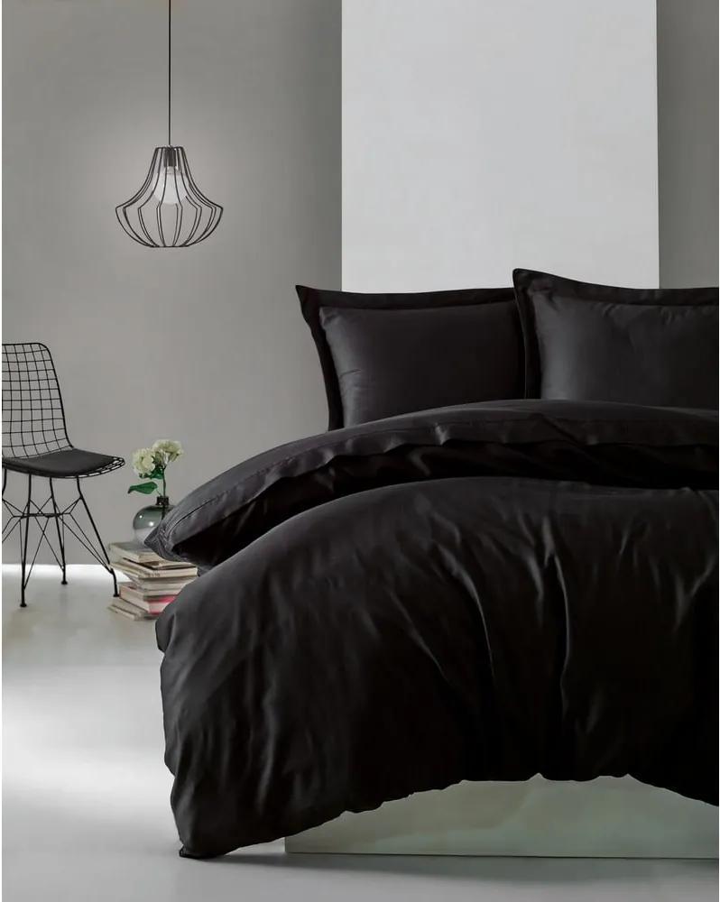 Elegant fekete pamut-szatén ágyneműhuzat, 200 x 200 cm - Cotton Box