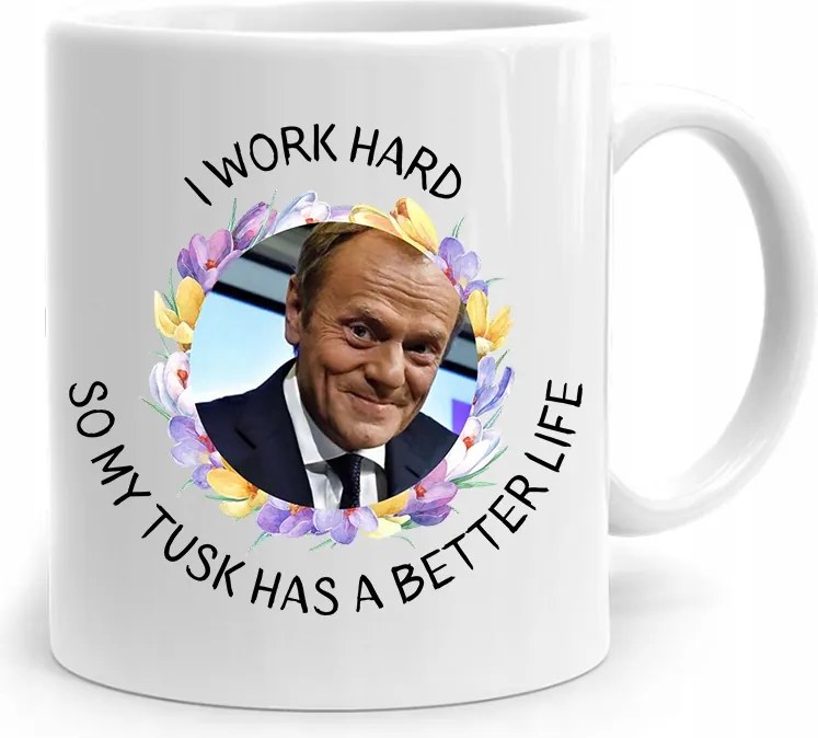 Donald Tusk Po Platform És Work Hard Bögre fényképes nyomtatással