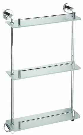 SAPHO XR608 X-Round E üveg polc hármas, rúddal 38x 67,5 x 13 cm