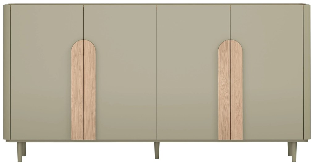 Amilio lábas komód 200 cm - eukaliptusz / baltic dune tölgy / natúr tölgy fogantyúk