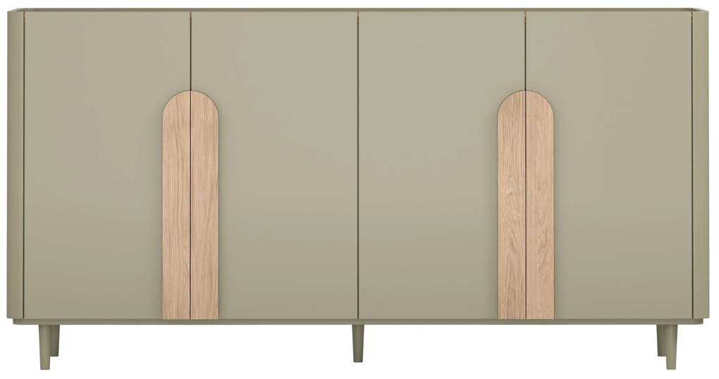 Amilio négyajtós komód 200 cm - eukaliptusz / baltic tölgy / natúr tölgy fogantyú