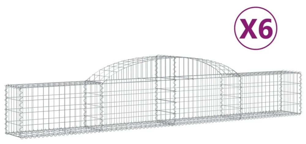6 db íves horganyzott vas gabion kosár 300x30x40/60 cm