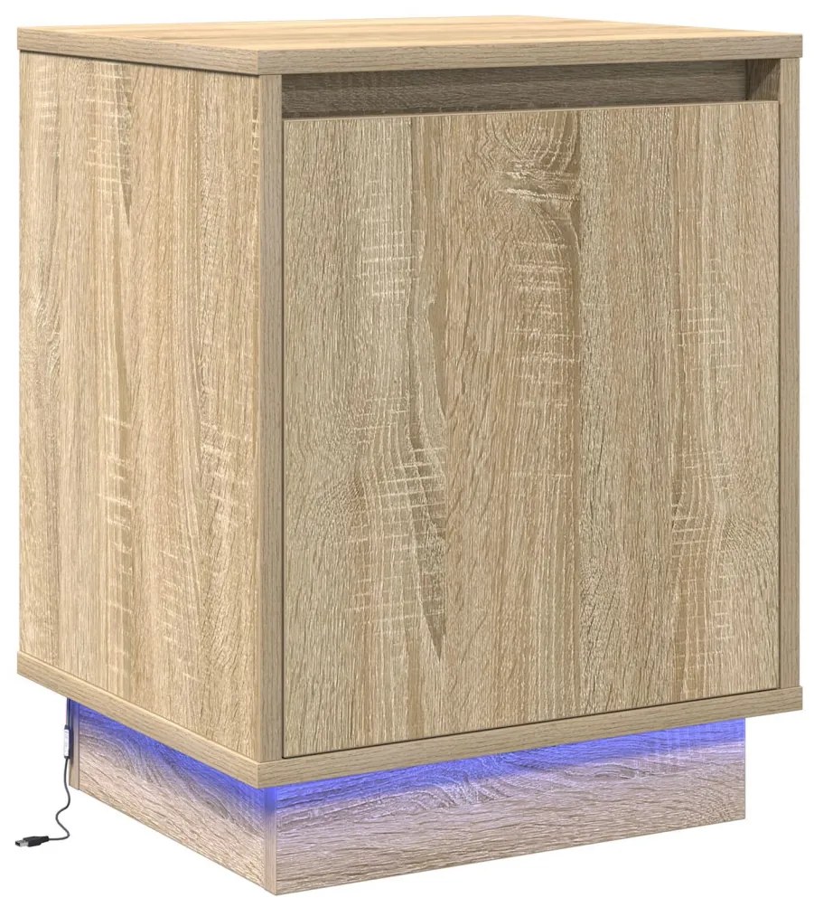 LED világítással ellátott éjjeli szekrények 2 darab Sonoma tölgy 39x34,5x50 cm