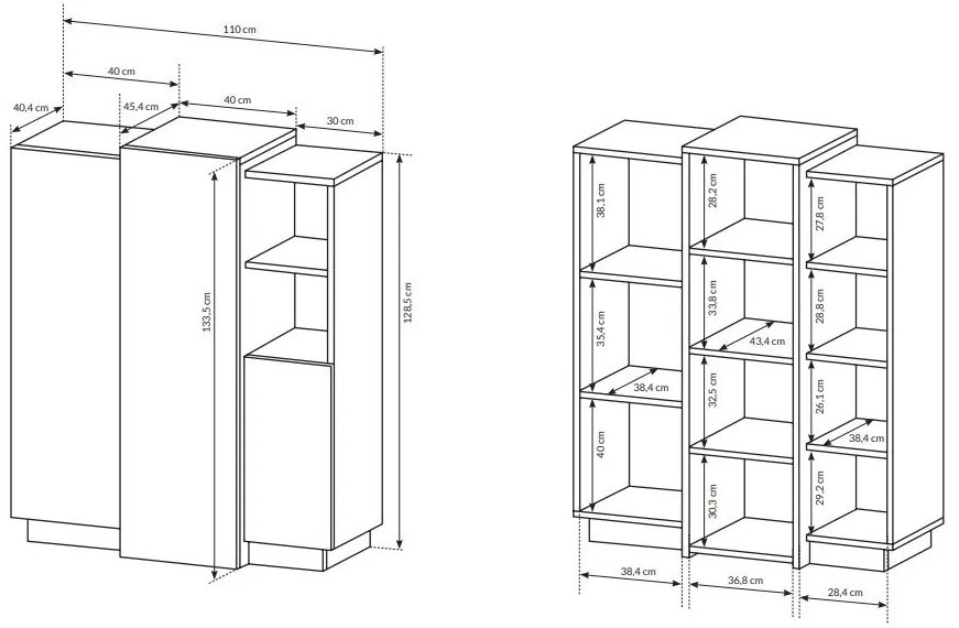 Szekrény Three 3D (arany craft tölgy + fehér). 1071392
