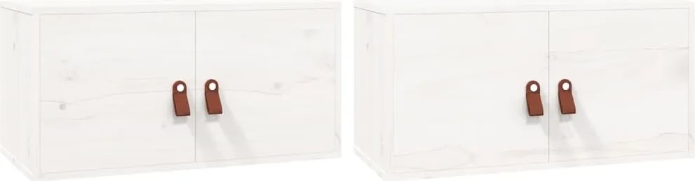 vidaXL 2 db fehér tömör fenyőfa faliszekrény 60 x 30 x 30 cm