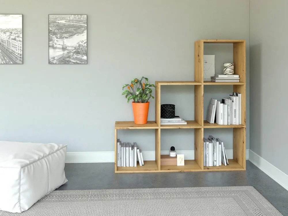 Shannan Step 3X3 polc, 115x115x30 cm, tölgy