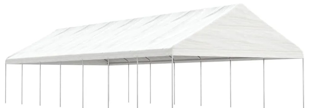 fehér polietilén pavilon tetővel 15,61 x 5,88 x 3,75 m