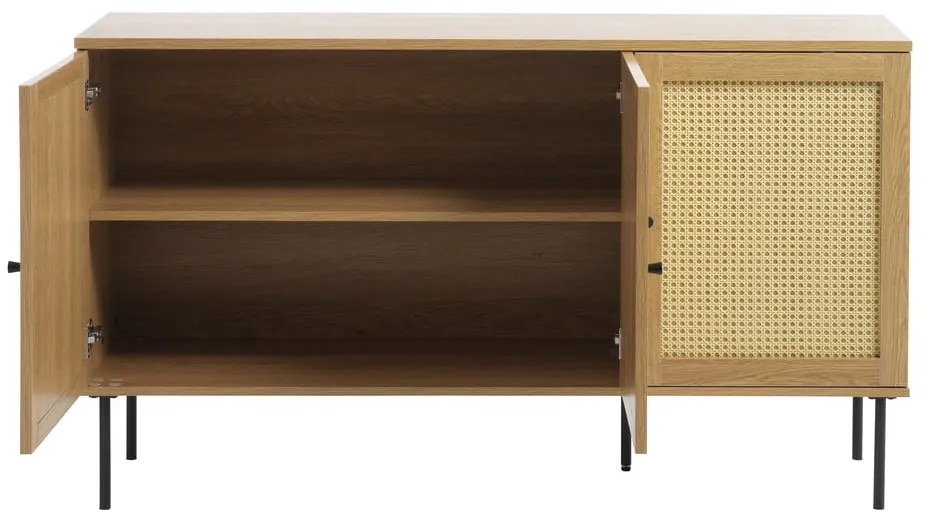 Natúr színű alacsony komód tölgyfa dekorral 140x80 cm Pensacola – Unique Furniture
