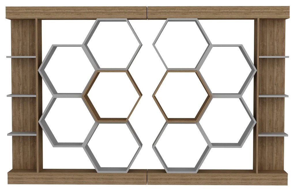 könyvespolc Sueno - White, Walnut