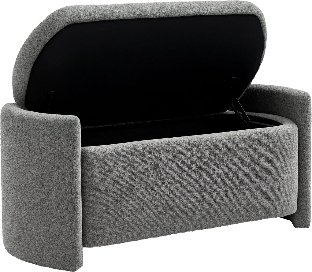 HOMCOM Pad, Tárolós Ágy Pad, Kárpitozott Pad Fedéllel, Teddy Velúr Hatás, Tárolódoboz, Pad a Nappaliba és Hálószobába, Szürke, 105 x 44 x 45,5 cm | Ao