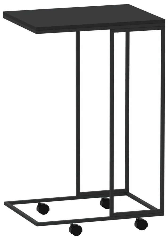 Fekete szerelt fa kisasztal kerekekkel 40 x 30 x 63,5 cm
