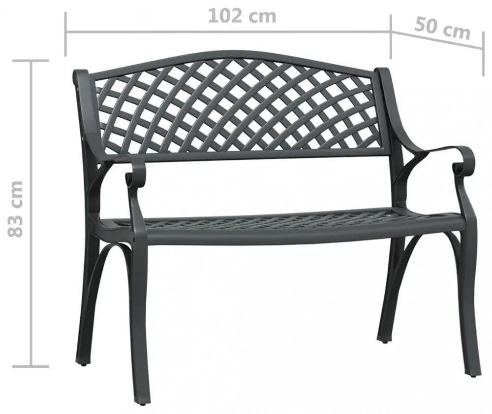 fekete öntött alumínium kerti pad 102 cm