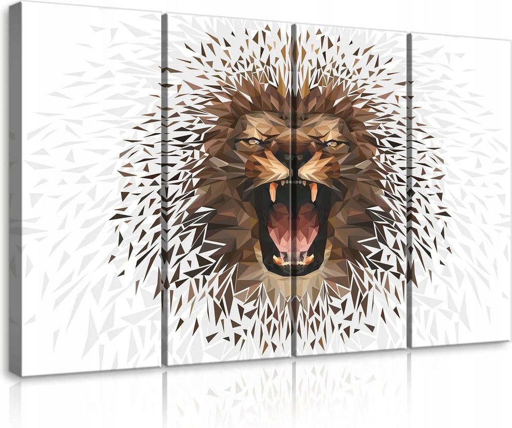 Vászonkép 120x80 Oroszlán üvöltés erő vadság geometria low-poly absztrakt energia