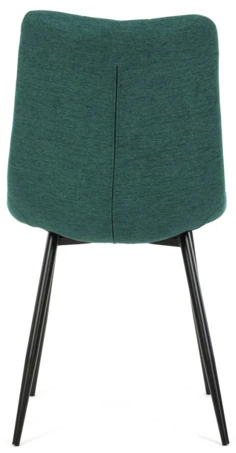 Scaun de sufragerie, material verde, picioare metalice negre